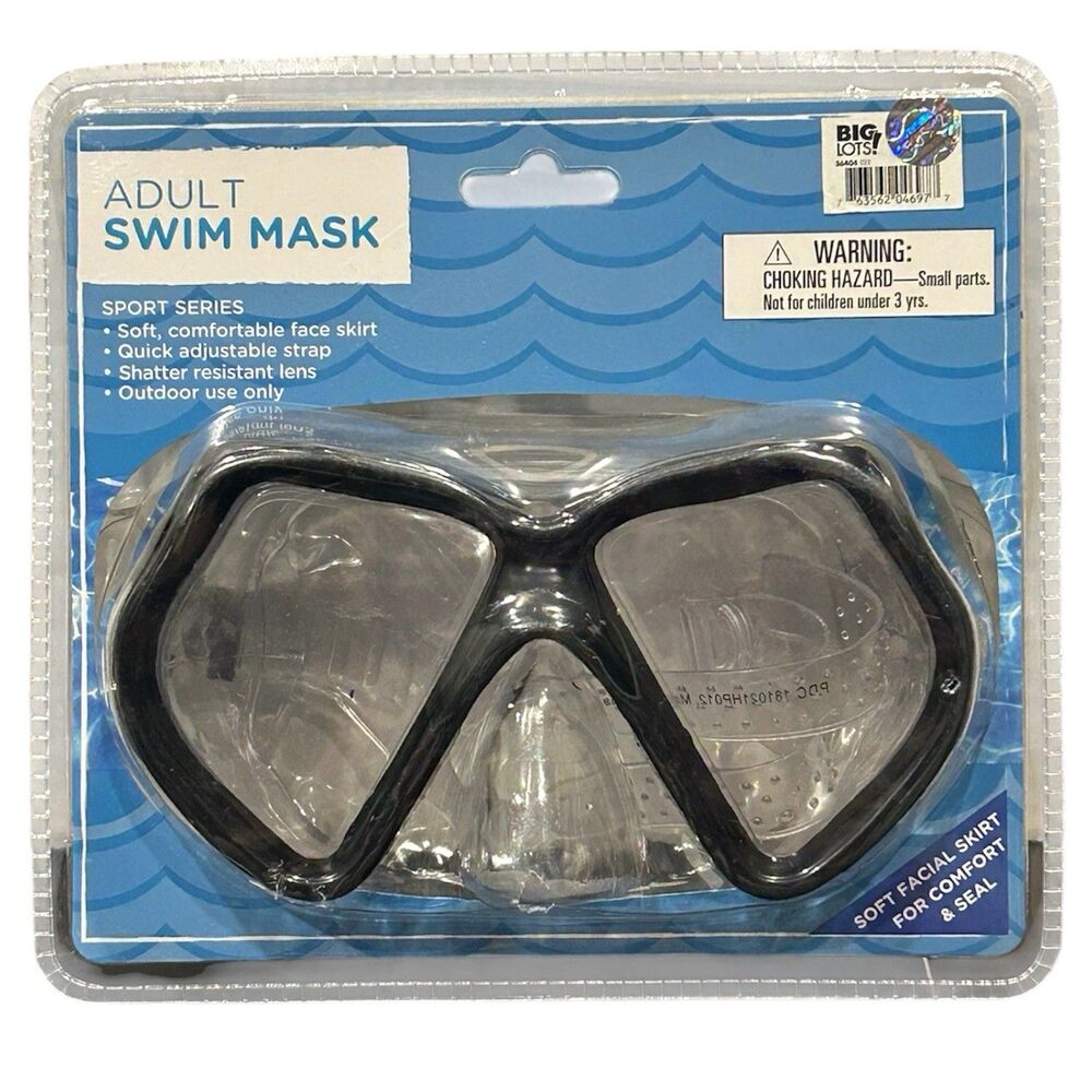 Black Adult Swim Mask Sport Series Adjustable Strap Soft Face Skirt Comfort Seal